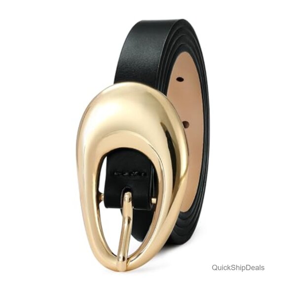 Genuine Leather Belt with Gold Buckle Luxury Casual Fashion main image 7